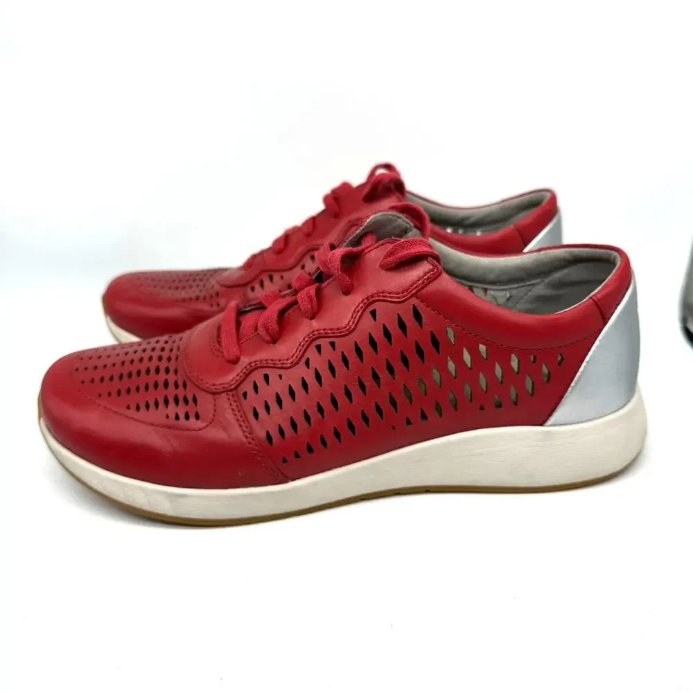 Dansko Charlie Red Leather Low Cut Fashion Sneaker Womens Size EU41 US 10